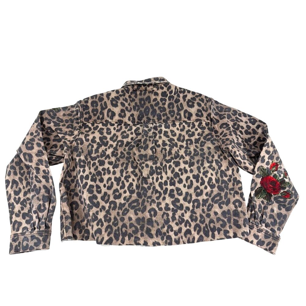 Driftwood Dani Shirt x Wild Rose Cropped Button-Up Jacket Leopard Size L - Picture 9 of 10